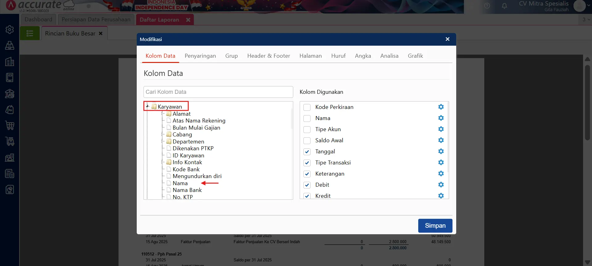 laporan piutang karyawan